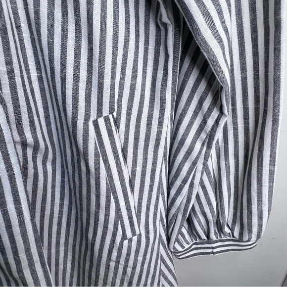 Miss Look Lightweght Striped Peacoat Trench Coat Size Large - Picture 6 of 13